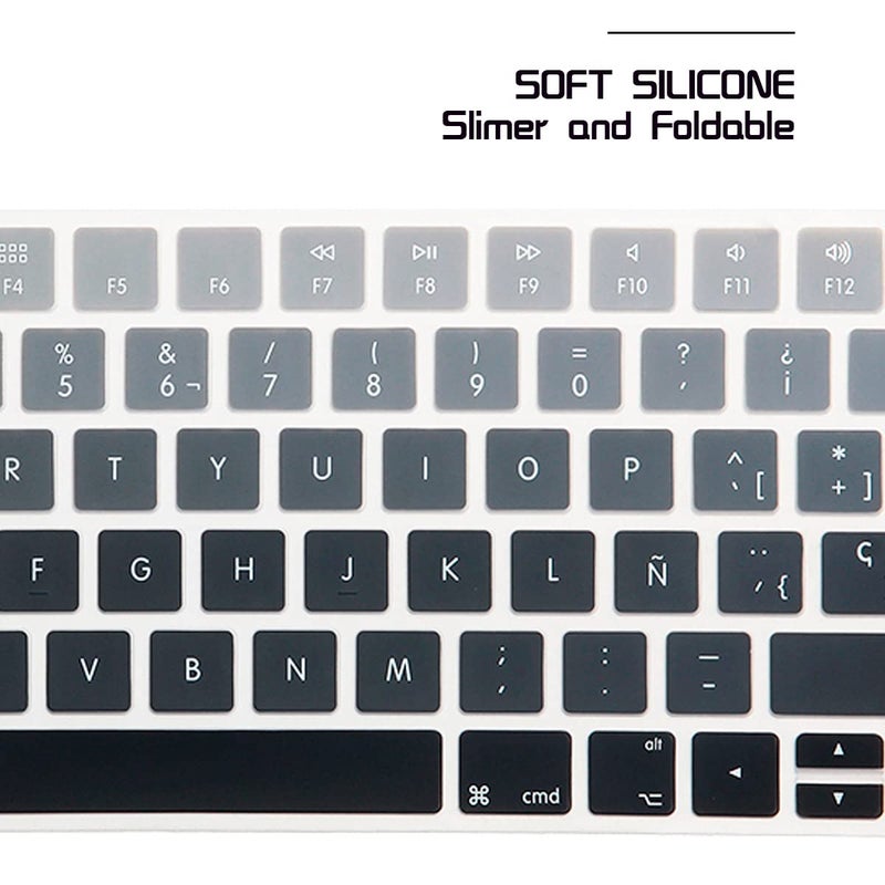 HRH Spanish Language Silicone Keyboard Cover Skin for Magic Wireless Keyboard MLA22LL/A (A1644,2015 Released) European ISO Layout,Ombre Gray - Image 5